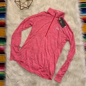 NWT Under Armour Pink Heather 1/4 Zip Long Sleeve Shirt Women’s Medium
